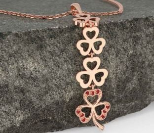 Ruby Rose Gold Silver Shamrock Necklace