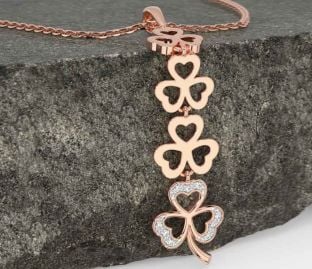 Diamant Rose Gold Kleeblatt Halskette