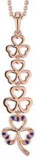 Sapphire Rose Gold Shamrock Necklace