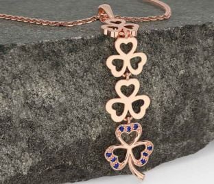 Sapphire Rose Gold Shamrock Necklace