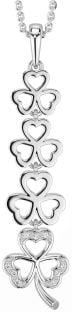 Diamond Silver Shamrock Necklace