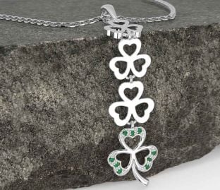 Emerald White Gold Shamrock Necklace