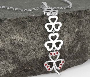 Ruby White Gold Shamrock Necklace