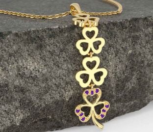 Amethyst Gold Shamrock Necklace