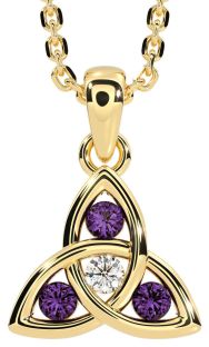 Diamond Alexandrite Gold Silver Celtic Trinity Knot Necklace