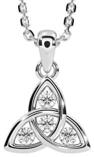 Diamant Argent celtique Trinité Noeud Collier