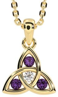 Diamond Alexandrite Gold Celtic Trinity Knot Necklace