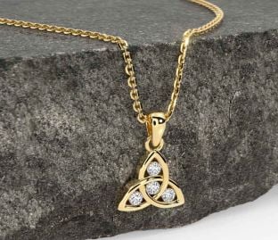 Diamond Gold Celtic Trinity Knot Necklace