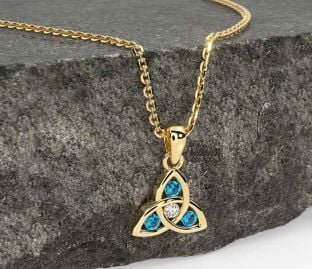 Diamond Topaz Gold Celtic Trinity Knot Necklace