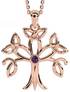 Alexandrite Rose Gold Celtic Tree of Life Trinity Knot Necklace