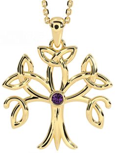 Alexandrite Gold Celtic Tree of Life Trinity Knot Necklace