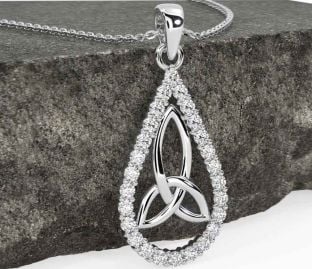 Diamond White Gold Celtic Trinity Knot Necklace