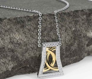 Diamond Gold Silver Celtic Necklace