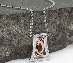 Diamond Rose Gold Silver Celtic Necklace