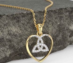 Diamond Gold Celtic Trinity Knot Heart Necklace