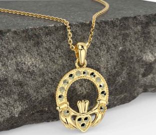 Marcasite Gold Silver Claddagh Necklace
