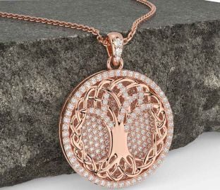 Diamond Rose Gold Celtic Tree of Life Necklace