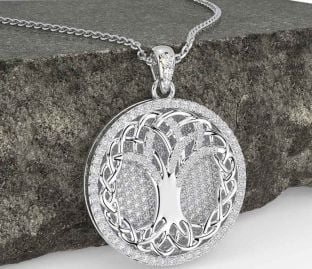 Diamond White Gold Celtic Tree of Life Necklace