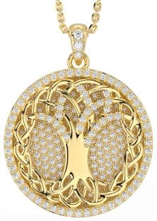 Diamond Gold Celtic Tree of Life Necklace