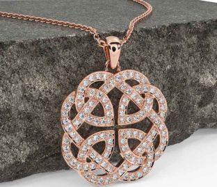 Diamond Rose Gold Silver Celtic Necklace