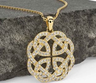 Diamond Gold Silver Celtic Necklace