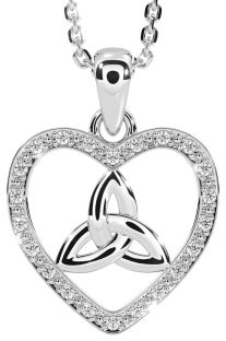 Diamond White Gold Celtic Trinity Knot Heart Necklace