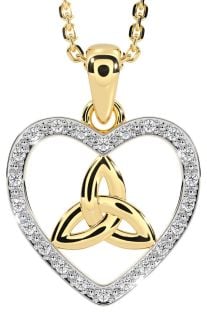 Diamond Gold Celtic Trinity Knot Heart Necklace