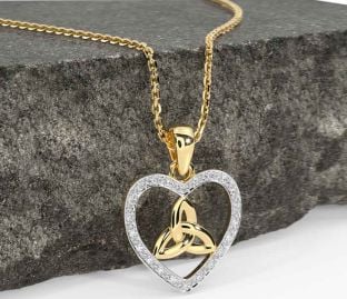 Diamond Gold Celtic Trinity Knot Heart Necklace