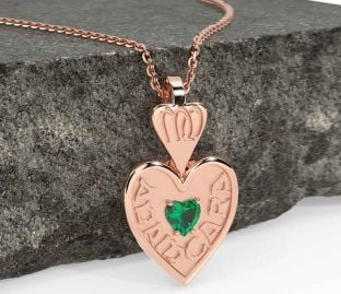 Emerald Rose Gold Silver Irish "My Soul Mate" Heart Necklace