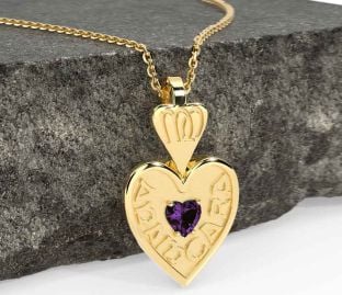 Alexandrite Gold Silver Irish "My Soul Mate" Heart Necklace