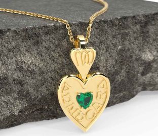 Emerald Gold Silver Irish "My Soul Mate" Heart Necklace