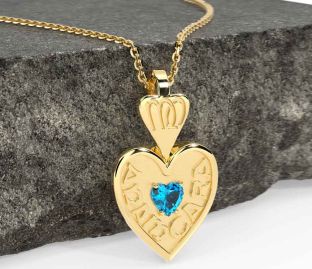 Topaz Gold Silver Irish "My Soul Mate" Heart Necklace