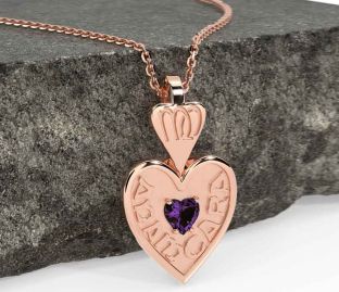 Alexandrite Rose Gold Irish "My Soul Mate" Heart Necklace