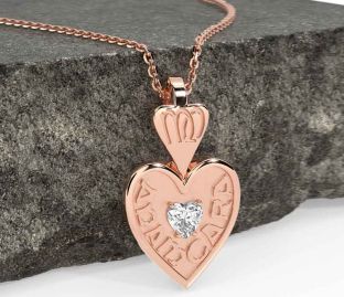 Diamond Rose Gold Irish "My Soul Mate" Heart Necklace