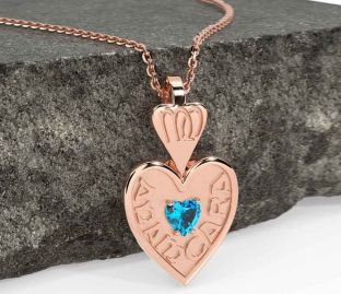 Topaz Rose Gold Irish "My Soul Mate" Heart Necklace