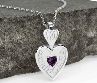 Alexandrite Silver Irish "My Soul Mate" Heart Necklace