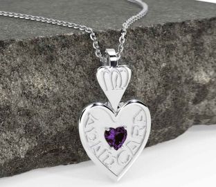 Alexandrite White Gold Irish "My Soul Mate" Heart Necklace