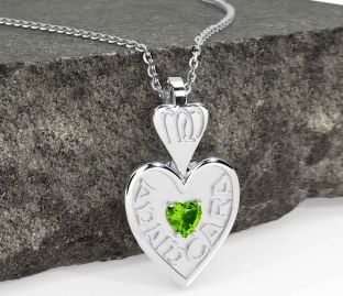Peridoto Blanco Oro irlandesa Mi alma gemela Corazón Collar
