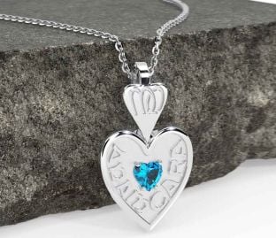 Topaz White Gold Irish "My Soul Mate" Heart Necklace