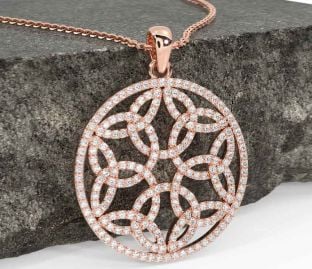Diamond Rose Gold Celtic Trinity Knot Necklace