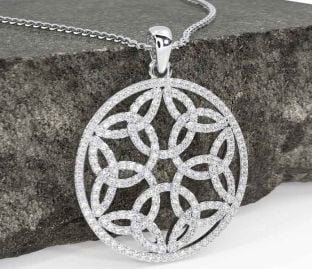 Diamond Silver Celtic Trinity Knot Necklace