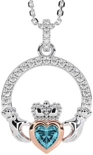 Ladies Sapphire Silver Celtic Trinity knot Ring 