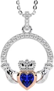 Ladies Sapphire Silver Celtic Trinity knot Ring 