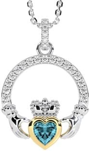 Ladies Sapphire Silver Celtic Trinity knot Ring 