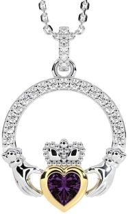 Ladies Sapphire Silver Celtic Trinity knot Ring 
