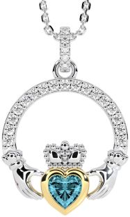 Ladies Sapphire Silver Celtic Trinity knot Ring 