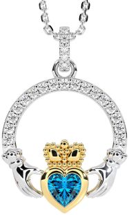Ladies Sapphire Silver Celtic Trinity knot Ring 