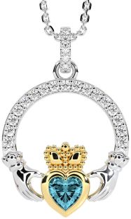 Ladies Sapphire Silver Celtic Trinity knot Ring 