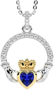 Ladies Sapphire Silver Celtic Trinity knot Ring 