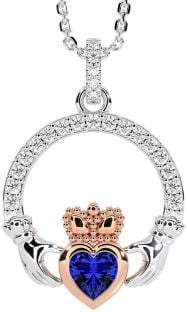 Ladies Sapphire Silver Celtic Trinity knot Ring 
